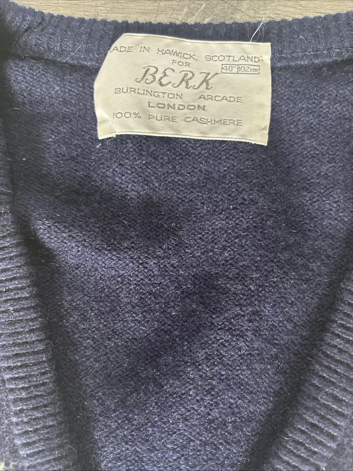 Suéter De Colección Berk Burlington Arcade London 100% Cachemira Para Hombre M/L Azul Marino Argyl Foto 2 de 4