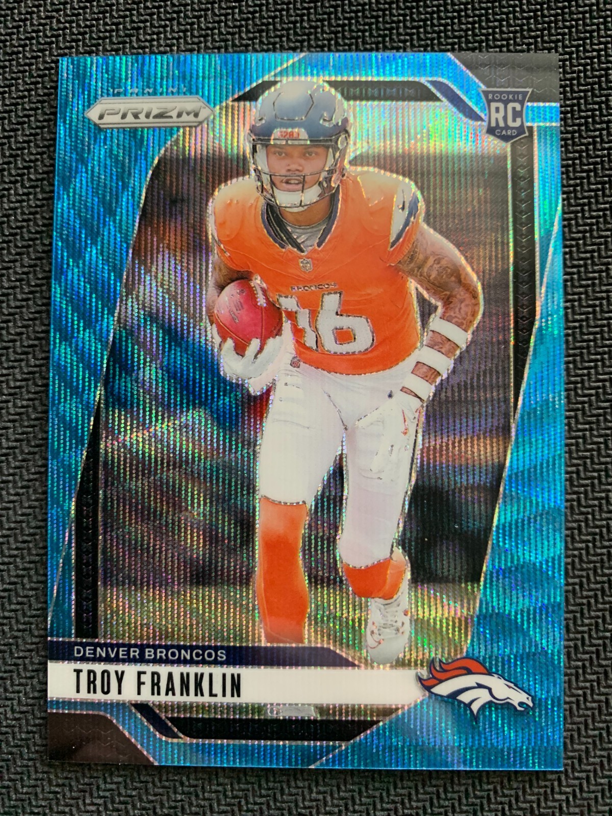 2024 PANINI PRIZM TROY FRANKLIN ROOKIE BLUE WAVE /230 BRONCOS #393 RC