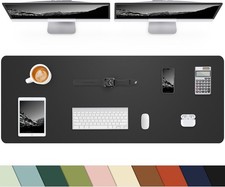 Leather Desk Pad Protector, Office Mat, Large Mouse 40in 17in, Black