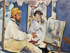 Hand Painted Replica Of”Monet In His Studio”By Eduard Manet 32x40  + Relic Card  — photo 3