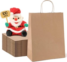 METRONIC Kraft Paper Gift Bags with Handles 8x4.75x10.5 Inch 600 Pcs |
