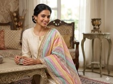 Indian Dupatta With Gotta Lace Women Handmade Bollywood Punjabi Phulkari