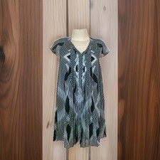 Leifsdottir Anthropologie Black White Optical Print Pleated Sheer Dress Size 0