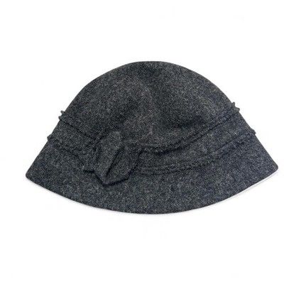 Shihreen Boiled Wool blend Cloche Hat Flowers Retro Gray  display picture 1