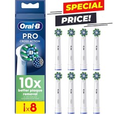 Image of NEW ORAL-B Pro Cross Action Toothbrush Heads X-Shape Bristles White Pack of 8