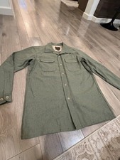 Pendleton The Original Board Shirt Olive 100 Wool Button Down Loop Collar Sz M