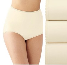 NEW Women's Bali XL Skimp Skamp Full Seat Brief 3-pack Ivory Silky Nylon DFA633