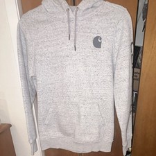 Carhartt Relaxed Fit Heather Gray Pullover Hoodie Women's M Logo Fleece Pockets