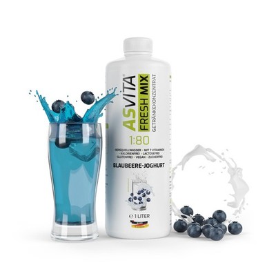 (14,99 EUR/l) ASVita Fresh Mix 1:80 - 1L Getränkesirup - Blaubeer-Joghurt