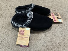 MUK LUKS Faux Suede Clog Women's Comfort Contour Slipper Black Size M 7-8 