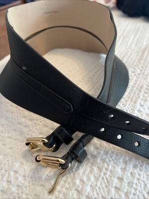 BCBG Maxazria Waist Belt In Black Leather With gold Hardware  display picture 1