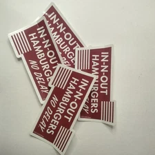 In-N-Out Hamburgers Sticker Set Of 4 Retro Design Vinyl Decals 5" X 3"