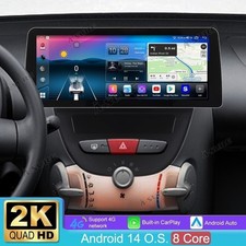 12.3" Android 14 CarPlay Autoradio GPS FM Für Toyota Aygo Citroen C1 Peugeot 107