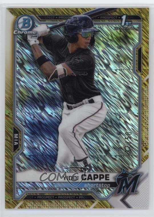 2021 Bowman Chrome Prospects Gold Shimmer Refractor 37/50 Yiddi Cappe #BCP-199