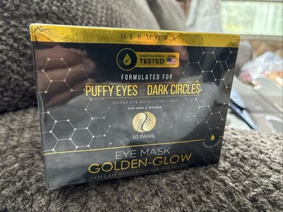 50 Pairs Dermora Golden Glow Under Eye Patches Dark Circles & Puffy Eyes .