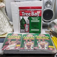 Lot of 4 Vintage Santa Helper Gift Bags And Tree Bag