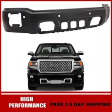 Steel Front Bumper Face Bar Black W/ Sensor New For 2014 2015 GMC Sierra 1500