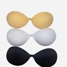 Silicone Self-Adhesive Stick On Bra Cups 3 Pack B Demi Strapless Backless