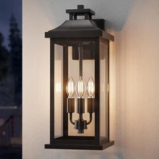 Large Outdoor Light 3-Light 20" Black Exterior Lighting Fixture, Modern Outsi...