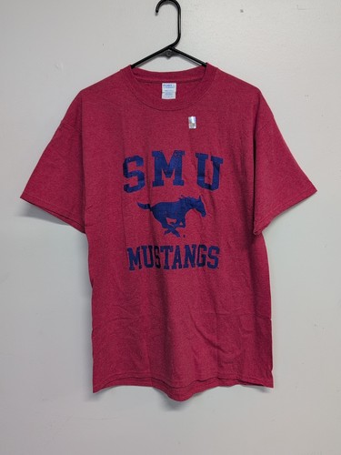 Port & Company SMU Mustangs Distressed Retro Logo T Shirt Large Red Heather