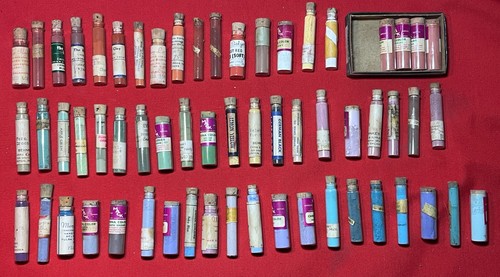 Vintage Lot 60 China Powder Paint Glass Vials - SHIPS FREE!