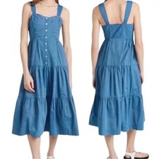 NWOT Madewell Blue Button-Front Midi Dress Size 2