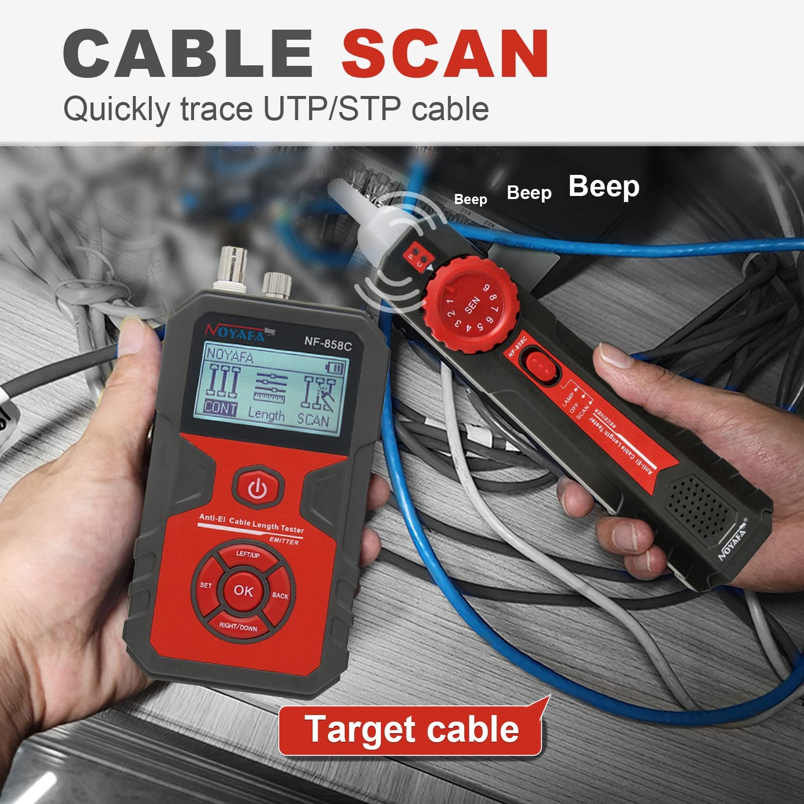 Network Cable Tester with 10mW Visual Fault Locator, RJ11 RJ45 Ethernet Cable...