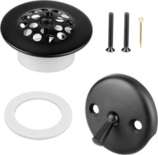 Trip Lever Bathtub Drain Kit with Strainer - No Putty Gasket, Overflow Face Plat