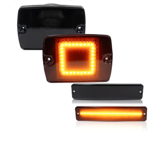 Kit clignotants LED Jeep Wrangler YJ avec lentilles robustes en ABS injecté noir et orange