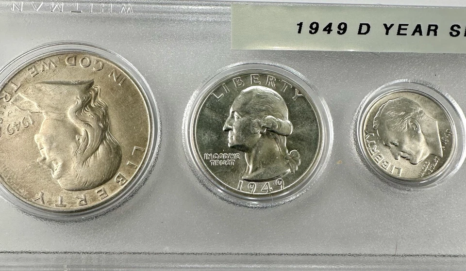 1949-D Mint 5-Coin Year Set – AU – Toned Nickel – 90% Silver – Denver Mint Set 1 - Image 2 of 4