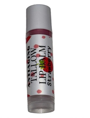 Anti Aging Tallow Lip Balm with Hyaluronic Acid | Strawberry flavor.