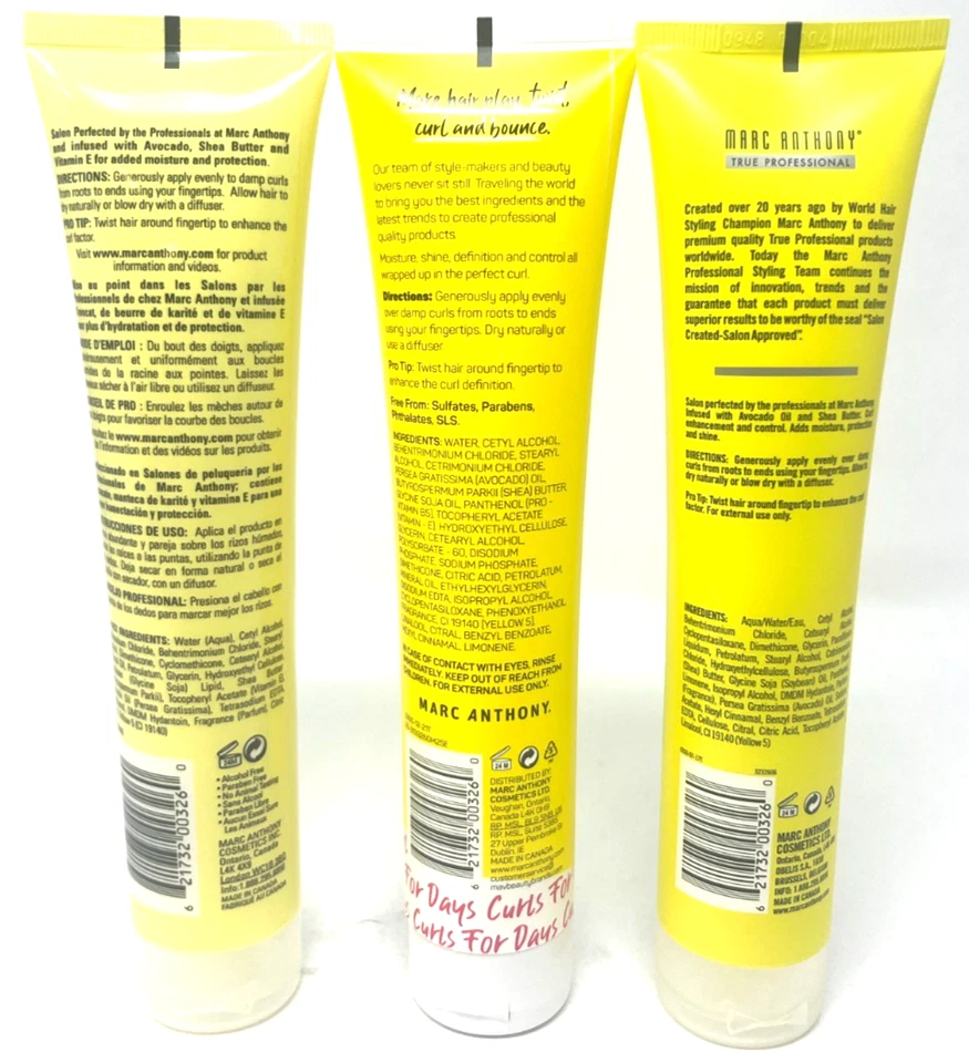 (3) Marc Anthony Strictly Curls Curl Envy Cream New w/o Packaging 6 fl oz Each - Image 3 of 3