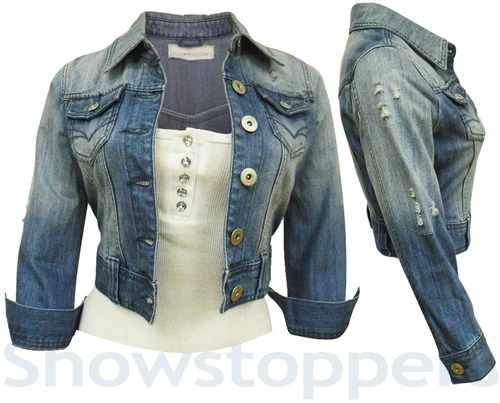NEW DENIM JACKET Womens Jean Jackets LADIES Cropped Waistcoat Size 8 10 12 14 16