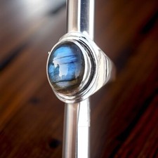 925 Sterling Silver Natural Labradorite Ring Gemstone Women Jewelry For Her Y 44