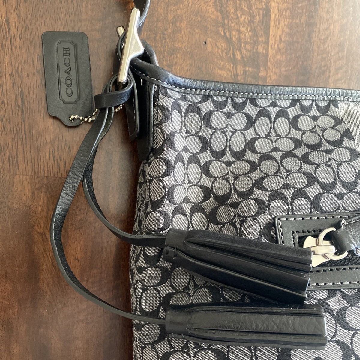 Coach Legacy 19918 Black Gray Signature Stripe Jacquard Coach Legacy 19918 Black Gray Signature Stripe Jacquard