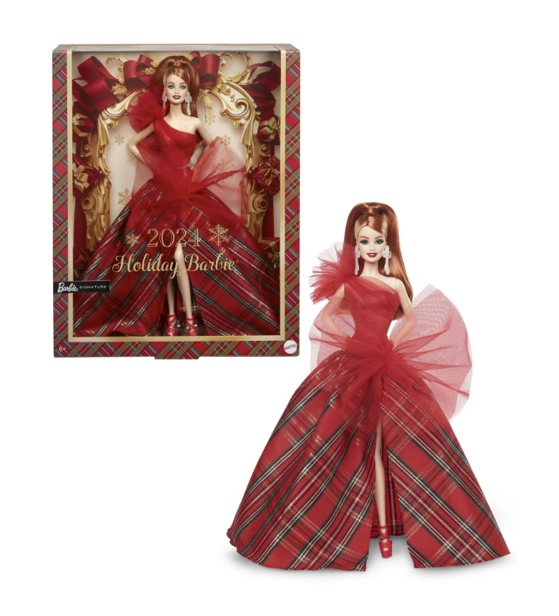 Barbie 2024 Holiday Signature Red Hair with Plaid Gown Toy New with Box