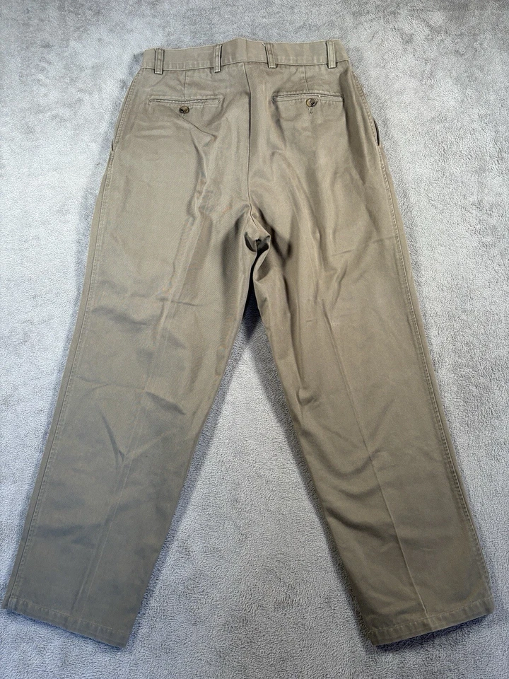 复古 Nordstrom 裤子男式 32x30 米色卡其色休闲裤打褶 90 年代 Chino Preppy — 第 2/4 张图片