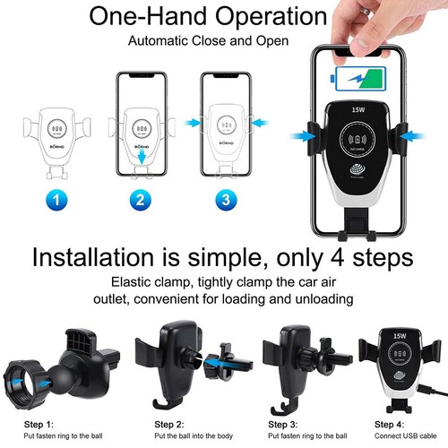 Für Samsung Galaxy S8 S8+ S9 Plus Wireless Auto Ladegerät Lüftung Handy Halter - Bild 7 von 12
