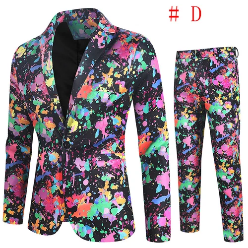 Mens Christmas Blazer Festive Coat Print Suits Jacket Xmas Party Jacket Costumes - Picture 18 of 54