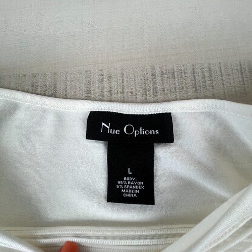 Nue Options Womens Top Large White Mesh Neckline Blouse Short Sleeve Shirt New - Picture 3 of 10