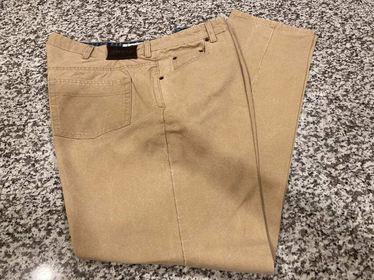 ORVIS Mens Golden Brown 100% Cotton Canvas 5 Pocket Field Work Pants, SZ 42  x 34