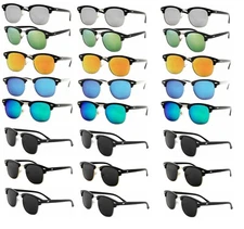 32 PCS UNISEX HALF FRAME SEMI RIMLESS MIRRORED POLARIZED LENS BULK LOT WHOLESALE
