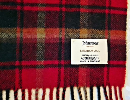 SCARF SCOTLAND VINTAGE AUTHENTIC JOHNSTONS OF ELGIN LAMBSWOOL LONG MEN'S FRINGE - Picture 3 of 3