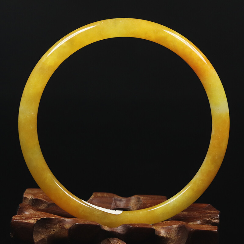 60mm Natural Yellow Brown Jadeite Jade Bangle Bracelet Chinese Jade Bangle 10430