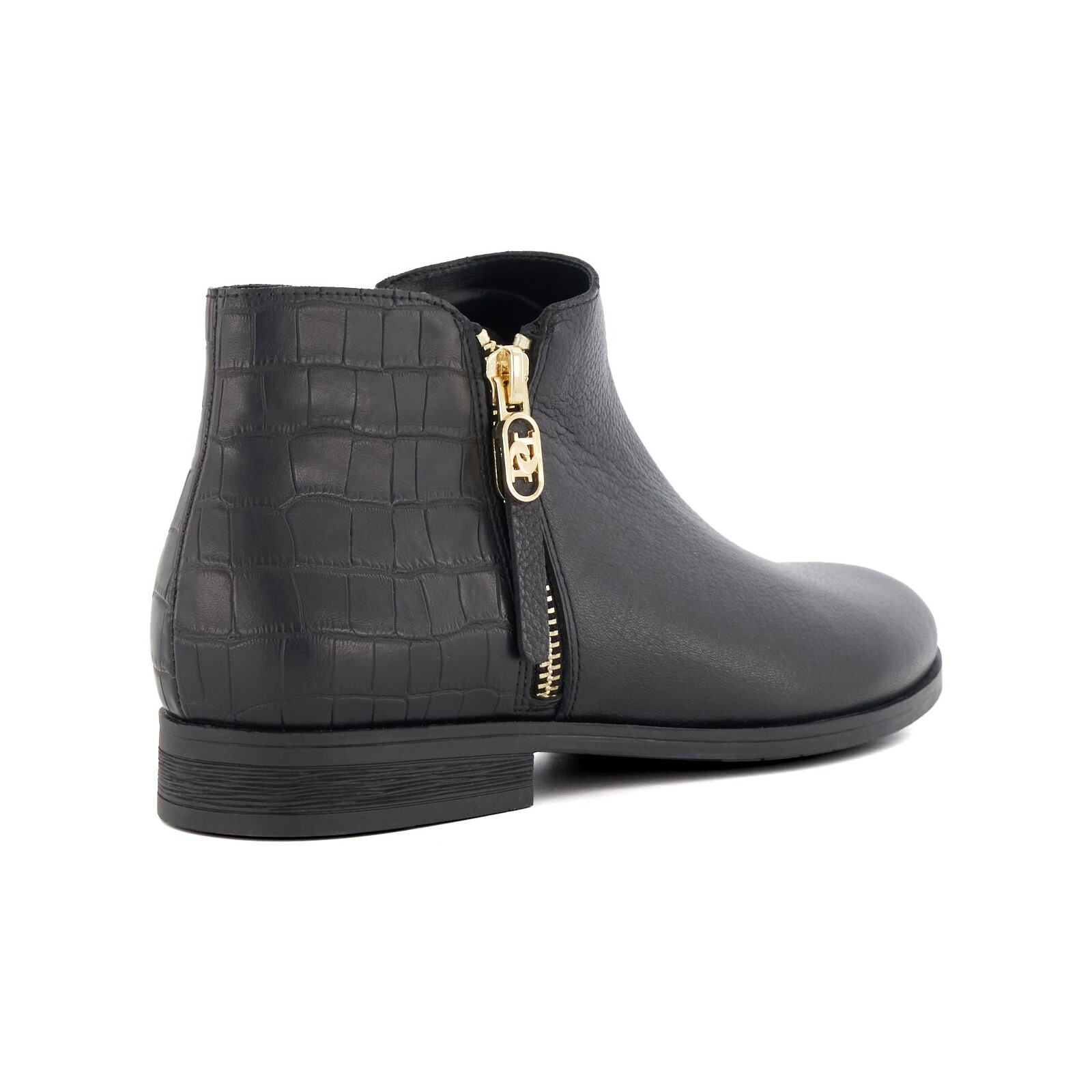 Dune London Pond Ladies Ankle Boots Zip Heel Flat Size Black Casual