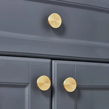 Solid Brass Fingerprint Knobs Gold Round Cabinet Knob Golden Drawer Dresser Knob