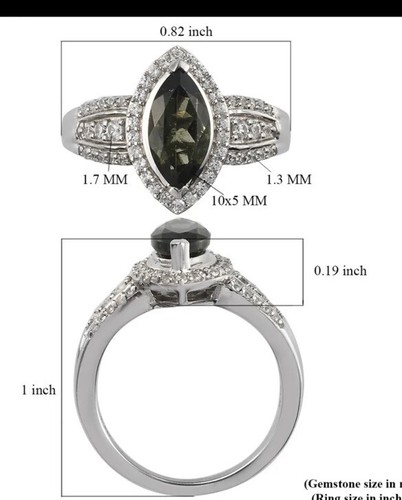 1..4 TCW Bohemia Moldavita + Anillo de Circón Platino/SS Nuevo con Etiquetas Talla 7 AUTÉNTICO - Imagen 5 de 6