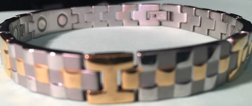 8.5" "SURGICAL STAINLESS STEEL MAGNETIC MAN BRACEELET SLIVER & GOLD (ADJUSTABLE - Picture 129 of 245