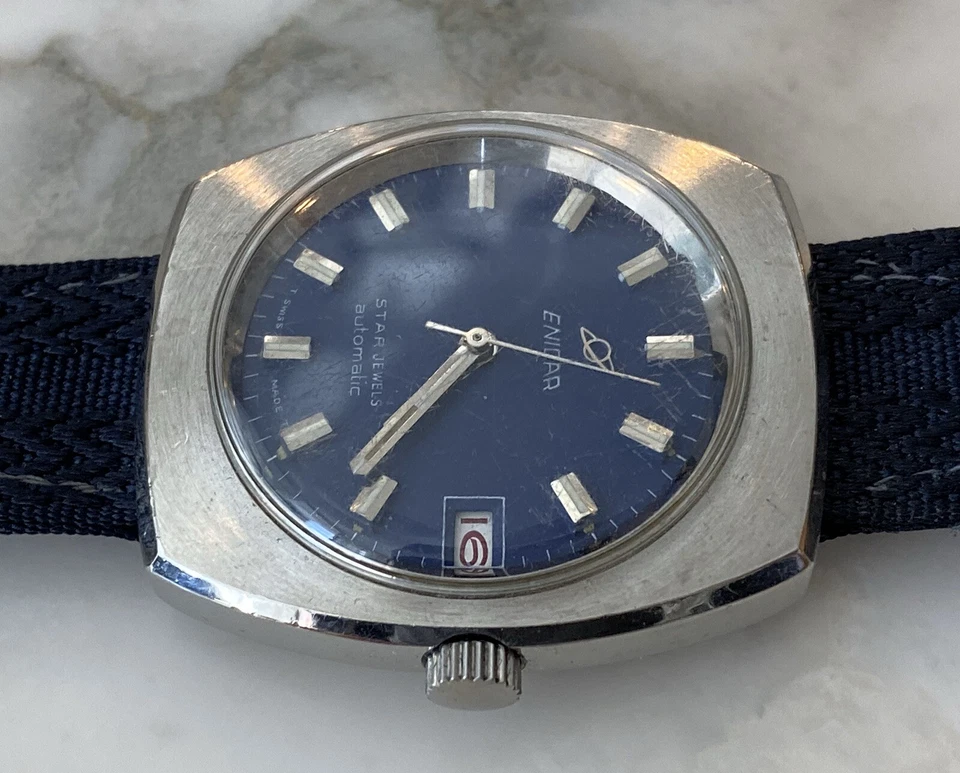 Reloj Enicar Automático Vintage, Cara Azul y Correa Foto 4 de 4