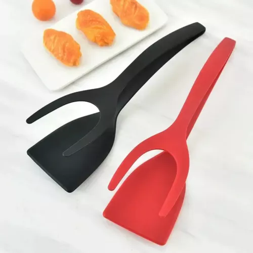 2 In 1 Grip Flip Tongs Egg Spatula Tongs Clamp Pancake Fried Turners Kitchen - Picture 4 of 19